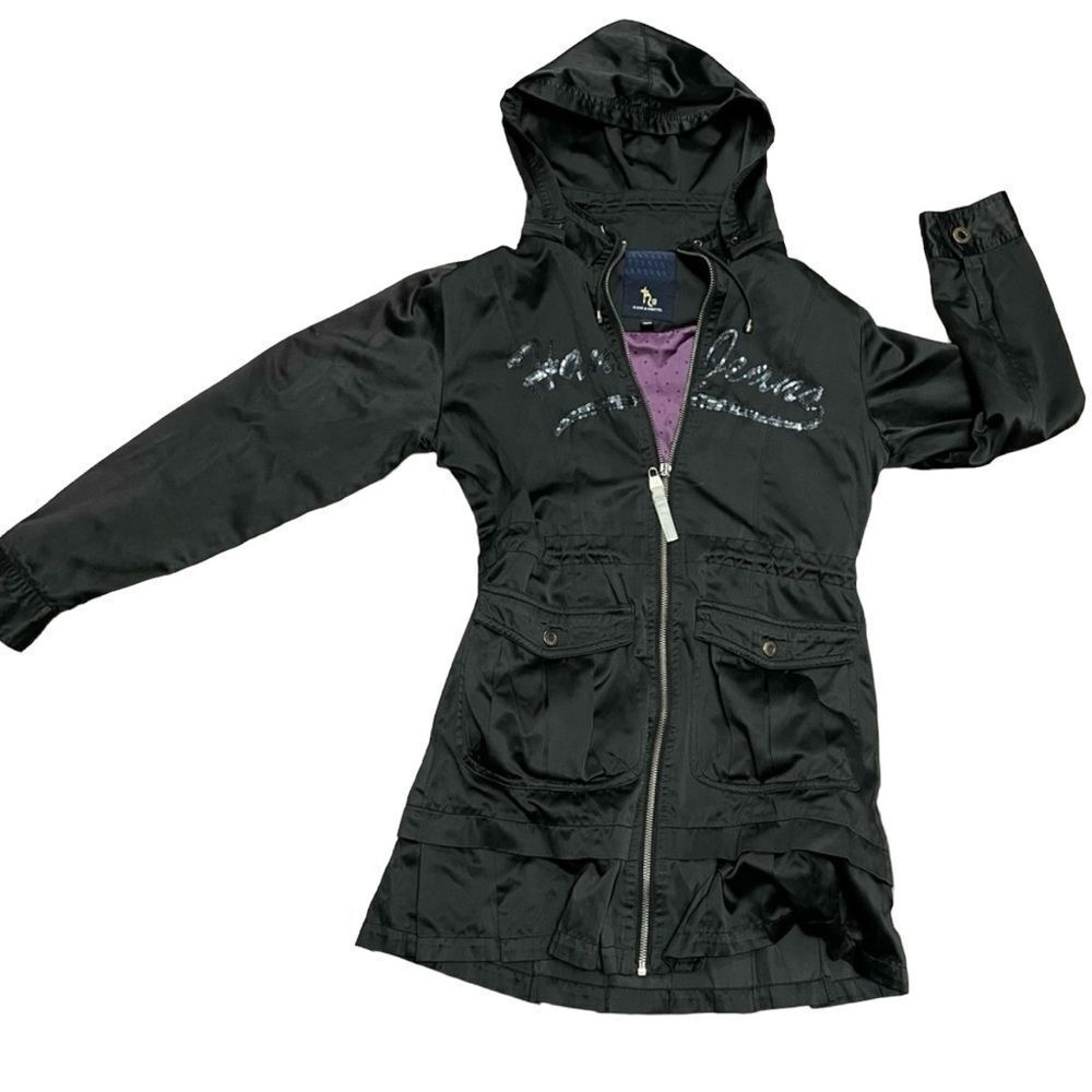 Hans & Gretel Black Drawstring Waist Hooded Kids Jacket size 150 (Asian size)